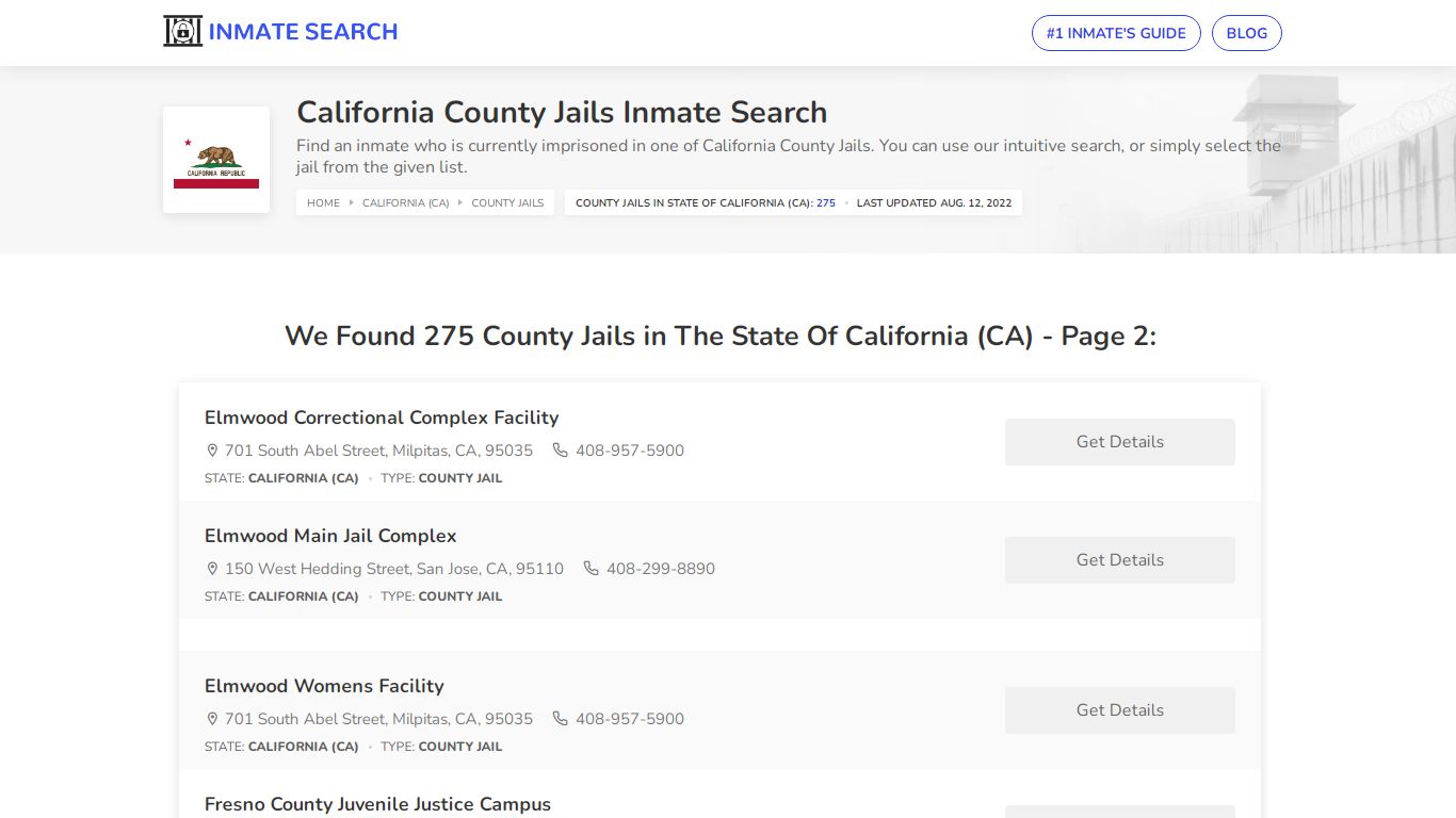 California County Jails Inmate Search